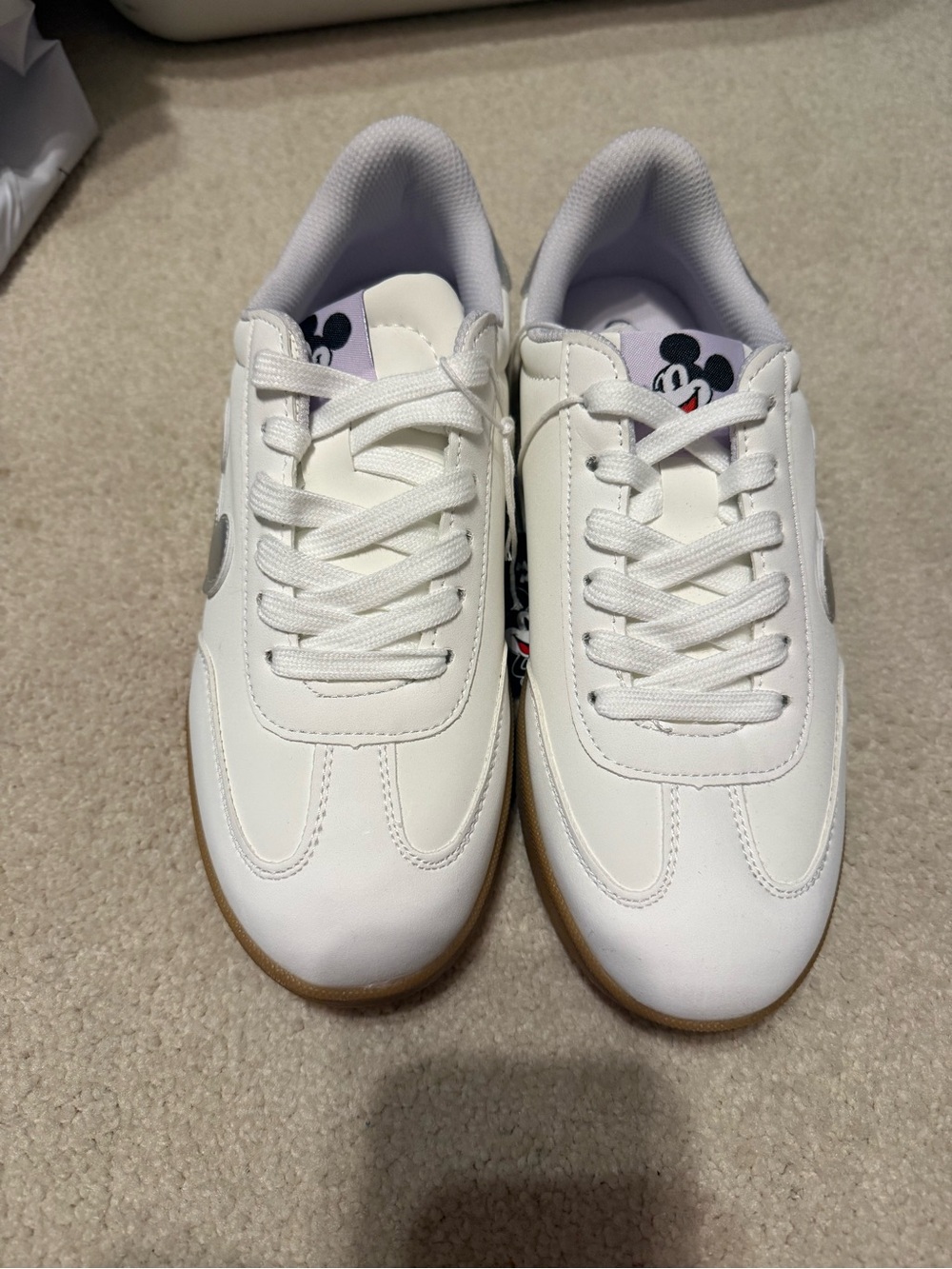 White Women's Casual Sneakers with Character Detail